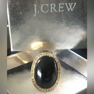 J.Crew Onyx and Gold Enamel Ring